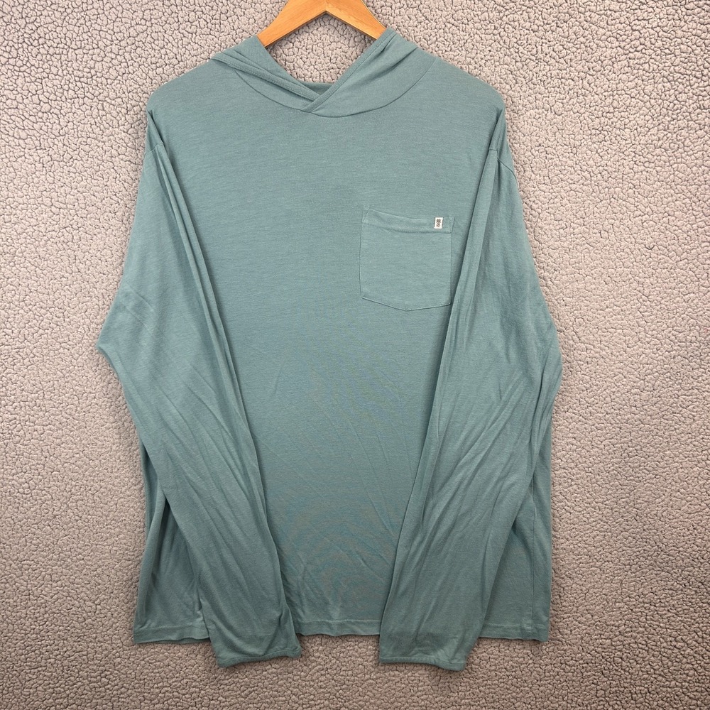 Cariloha Shirt Mens 2XL XXL Blue Hoodie Fair Trade Bamboo Lightweight Stretch